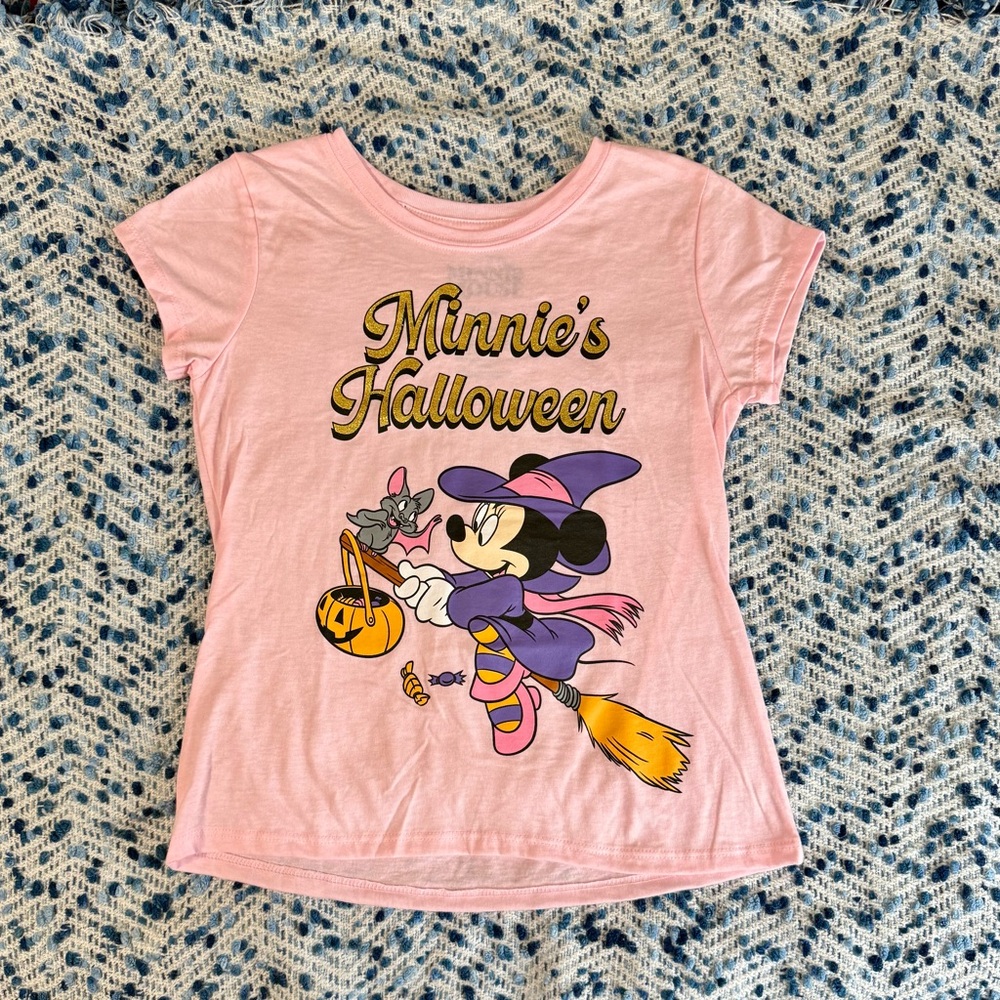 Disney Minnie Mouse “Minnie’s Halloween” Pink Witch Tee – Size 12
